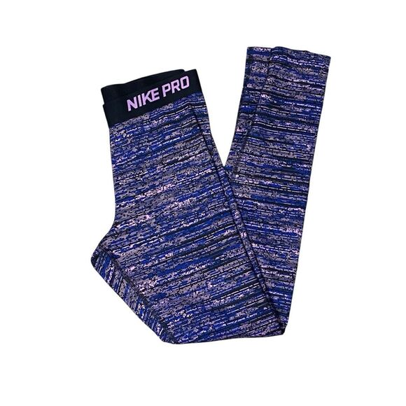 Nike Pro Dri Fit Activewear Leggings Purple & Black Women's Size Medium - Picture 1 of 10